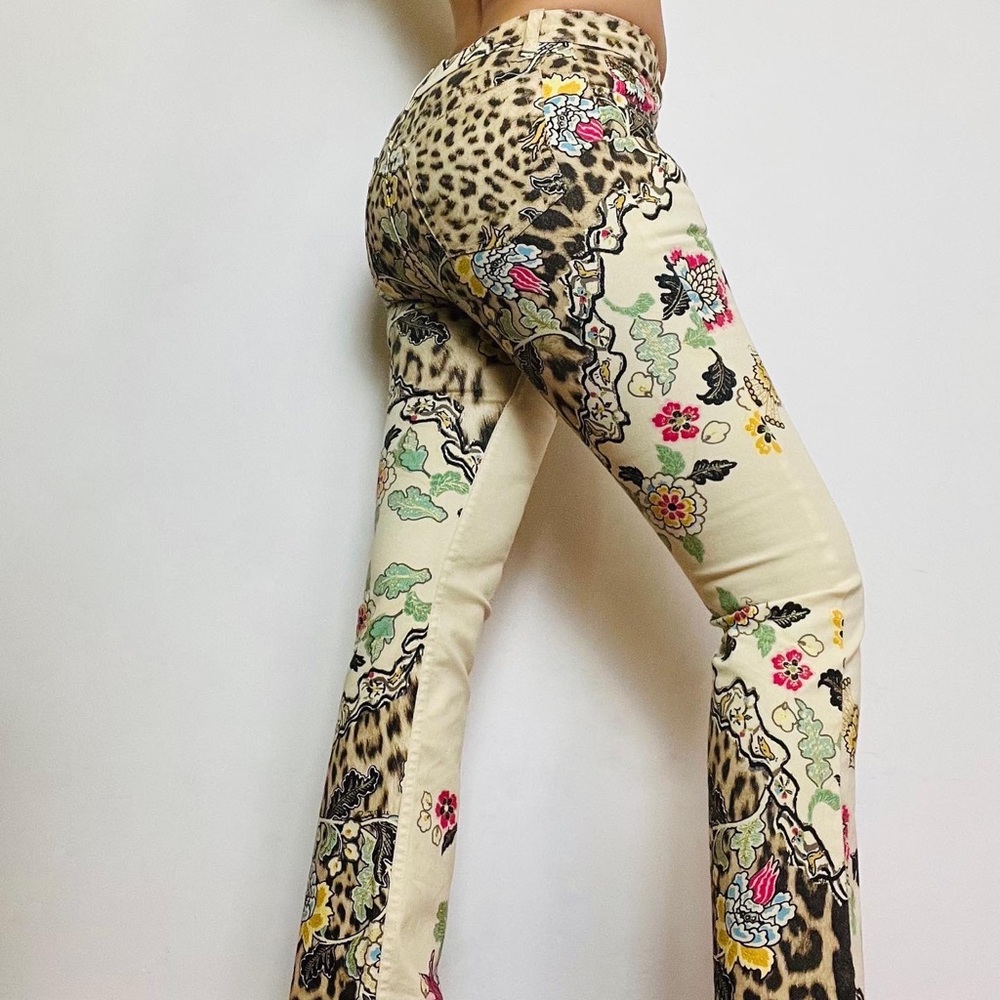 SOLD Roberto Cavalli Spring/Summer 2003 Floral Chinoiserie/Leopard Jeans